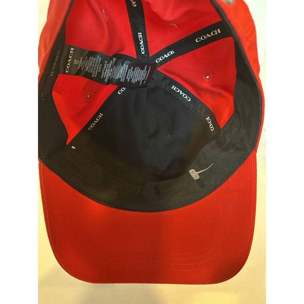 Coach Embroidered Baseball Cap Hat Red Adjustable New No Tag